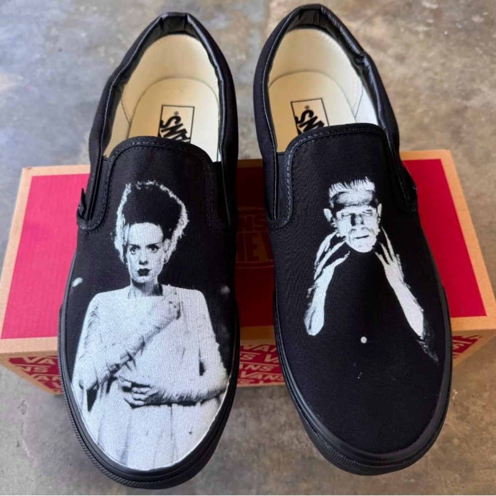 Vans Black Slip-On Shoes Frankenstein and bride size 14 - Picture 4 of 4